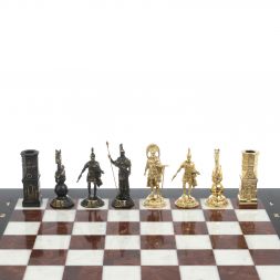 Шахматы подарочные "Спарта" фигуры бронза / мрамор, лемезит