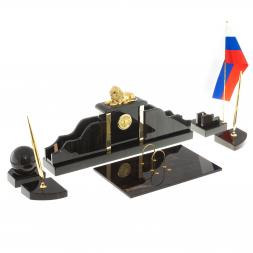 Письменный набор &amp;quot;Гордый лев&amp;quot; черный обсидиан