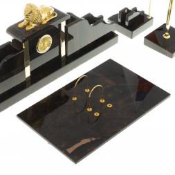 Письменный набор &amp;quot;Гордый лев&amp;quot; черный обсидиан