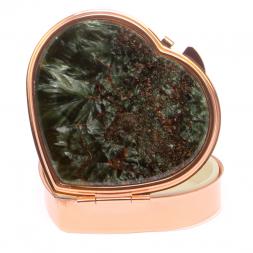 Таблетница "Сердце" на 3 отделения камень серафинит цвет красное золото