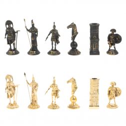 Шахматы из бронзы "Спарта" доска 40 х40 см / серый мрамор