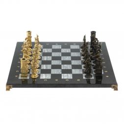 Шахматы из бронзы "Спарта" доска 40 х40 см / серый мрамор