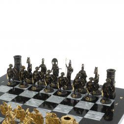 Шахматы из бронзы "Спарта" доска 40 х40 см / серый мрамор