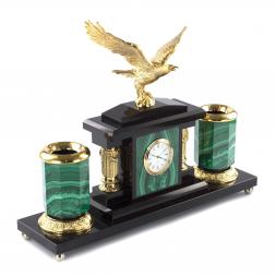 Письменный прибор "Орел" из малахита 7 предметов