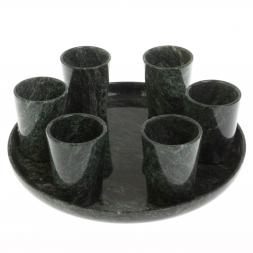 Водочный набор из змеевика на 6 персон на подносе