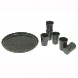 Водочный набор из змеевика на 6 персон на подносе