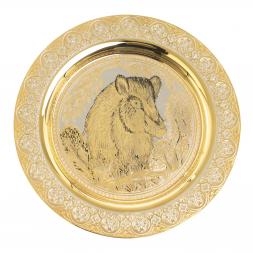 Подарочный набор "Кабан" тарелка и 3 стопки перевертыша Златоуст