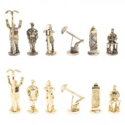 Шахматы подарочные "Нефтяники" 44х44 см лемезит змеевик