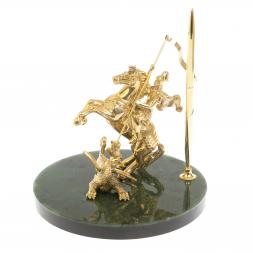 Статуэтка "Георгий Победоносец" с подставкой под ручку на нефрите 18х18х18 см