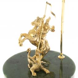 Статуэтка "Георгий Победоносец" с подставкой под ручку на нефрите 18х18х18 см