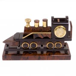 Паровоз из обсидиана 25х10,5х13 см