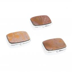 Таблетница на 2 отделения камень яшма цвет серебро