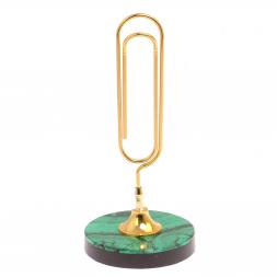 Визитница &amp;quot;Скрепка&amp;quot; на подставке из малахита