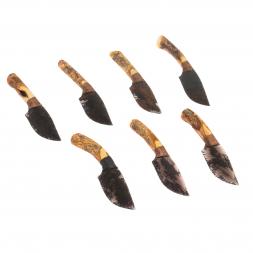 Нож каменный из обсидиана рукоять дерево 27х4,5х2,5 см