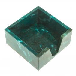 Лоток для бумаг "Кубарик" из темно-зеленого змеевика 11х11х5 см