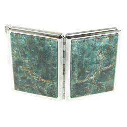 Портсигар на 10 сигарет с зажигалкой камень зеленый апатит