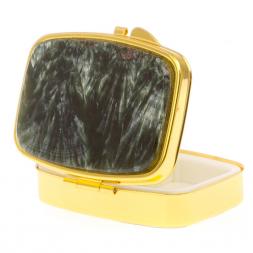 Таблетница на 2 отсека камень серафинит цвет золото