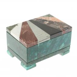 Шкатулка с мозаикой из змеевика 12х8х6,5 см