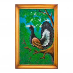 Картина из каменной крошки "Глухарь" багет дерево 46х66 см