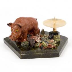 Подсвечник "Кабан" на змеевике