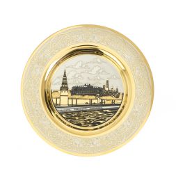Тарелка с гравюрой "Московский Кремль" 12 см в подарочной упаковке Златоуст
