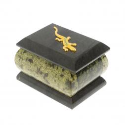 Шкатулка "Ящерица в стразах" из змеевика 7,5х5,5х5,5 см