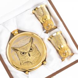 Подарочный набор "Филин" фляжка и 2 стопки перевертыша Златоуст