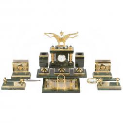 Настольный набор "Двуглавый орел" из нефрита