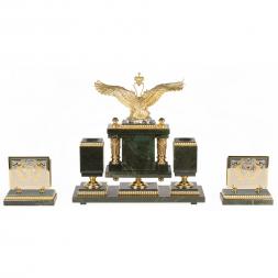 Настольный набор "Двуглавый орел" из нефрита