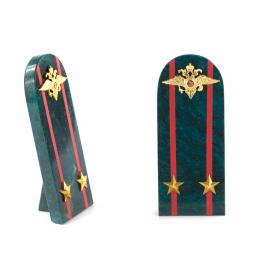 Сувенир "Погон Подполковник МВД" камень змеевик