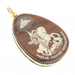 Брелок-кулон оберег "Св. Георгий Победоносец" камень обсидиан