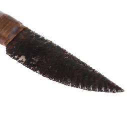 Нож каменный из обсидиана рукоять агат 24х4х2 см