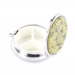 Таблетница на 3 отсека камень змеевик цвет серебро