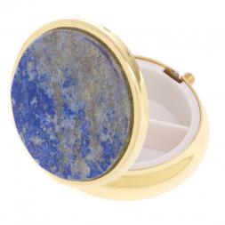 Таблетница на 3 отделения камень лазурит афганский цвет золото