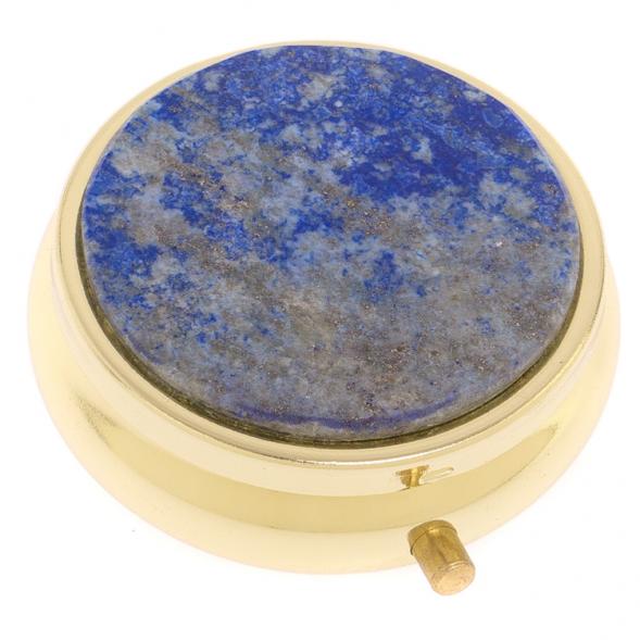 Таблетница на 3 отделения камень лазурит афганский цвет золото 125976