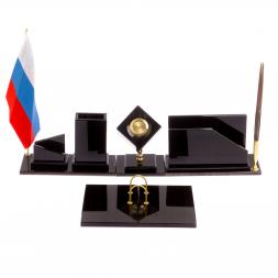 Письменный набор "Оптимал" из черного обсидиана