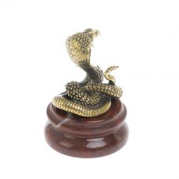 Статуэтка "Кобра" из бронзы на подставке из яшмы 5х5х6,5 см