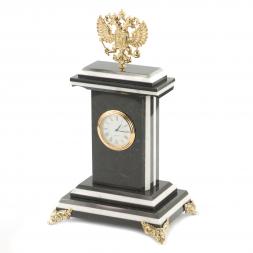 Часы "Герб" змеевик бронза