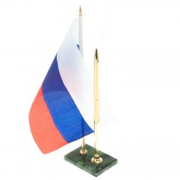 Подставка под ручку с флагом РФ из нефрита 7,5х5х22 см
