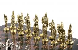 Настольные шахматы "Русь" доска 40х40 см камень лемезит фигуры металлические