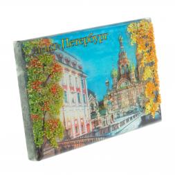 Настольное панно "Спас на крови" из змеевика 14х9х4,5 см