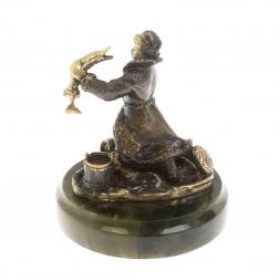 Статуэтка из бронзы "Емеля" на нефрите