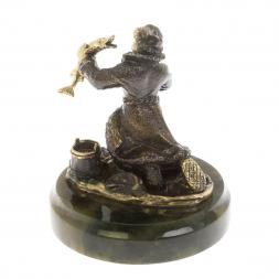 Статуэтка из бронзы "Емеля" на нефрите