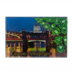 Настольное панно "Разводные мосты" из змеевика 14х9х4,5 см