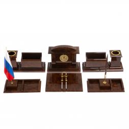 Письменный набор &amp;quot;Золотой&amp;quot; из коричневого обсидиана