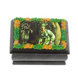 Шкатулка "Хозяйка медной горы" змеевик каменная крошка 10х6,5х6 см