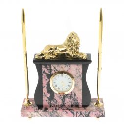 Часы Лев" из родонита