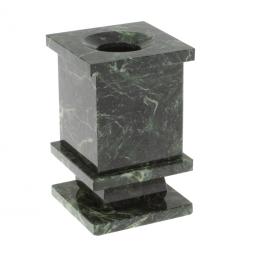 Карандашница из змеевика с часами 7х7х12 см