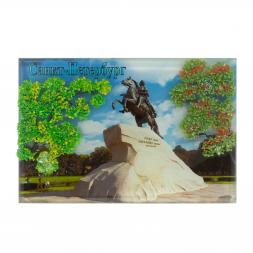 Настольное панно "Медный всадник" из змеевика 14х9х4,5 см