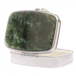 Таблетница на 2 отделения камень зеленый апатит цвет серебро